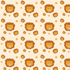 All face of lion illustration and elements background seamless pattern in vector.