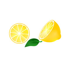lemon and lime half slice fresh yellow and green leaves