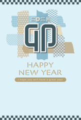 2023年卯年　和柄のマスキングテープの年賀状テンプレート