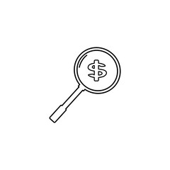 magnifying glass icon outline, search and dollar, flat icon sign symbol, for website and app design, illustration vector of business growth