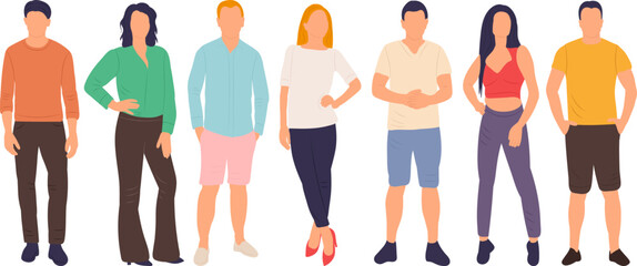 group of people in flat style isolated, vector