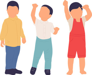 kids boys in flat style isolated, vector