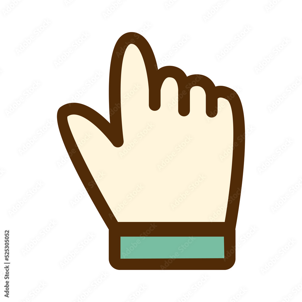 Poster vector retro hand icon. hand cursor in flat design. pointer.