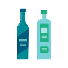 Bottle of gin and vodka, great design for any purposes. Flat style. Color form. Party drink concept. Simple image shape