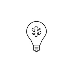 Light bulb with dollar icon outline, flat icon sign symbol, for website and app design, illustration vector of business growth