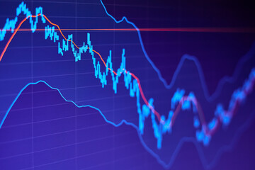 Stock market chart on blue background