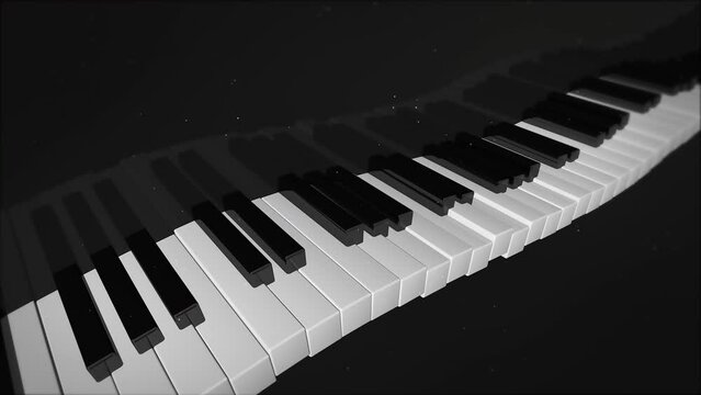Piano keys, 3D animation with black and white moving keys