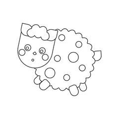 Sheep. Coloring book for kids. Hand drawn vector isolated illustration on white background.