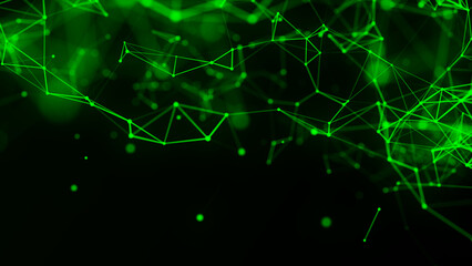 Colored polygonal space. Connection dots and lines structure. Digital background. Triangular futuristic business wallpaper. 3d