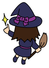 ハロウィンのミニ魔女っ子　後ろ姿