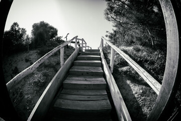 Obraz premium wooden walkway on the beach of sabaudia at circeo latina