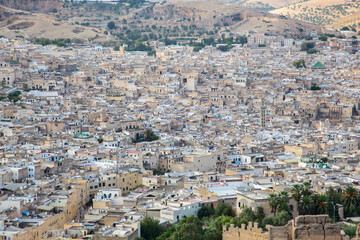 Fez City and Leather Tannery Photo, Fez Morocco