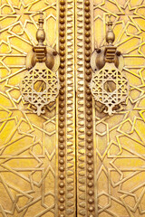 Fez Royal Palace Door and Colorful Mosaics, Fez City Center, Morocco