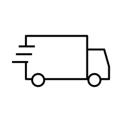 Delivery truck line icon isolated on white background