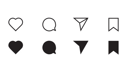 social networking icon set like comment send saved, Set of generic social media user interface icons.