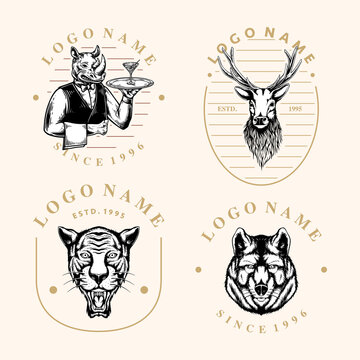 Vector animal icon design set hand drawn style