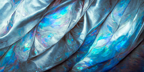 Iridescent fantasy fabric. Shiny pearl fabric