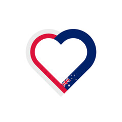 friendship concept. heart ribbon icon of poland and australia flags. vector illustration isolated on white background