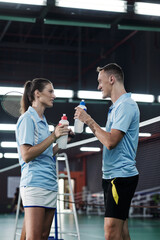 Badminton Players Drinking Water