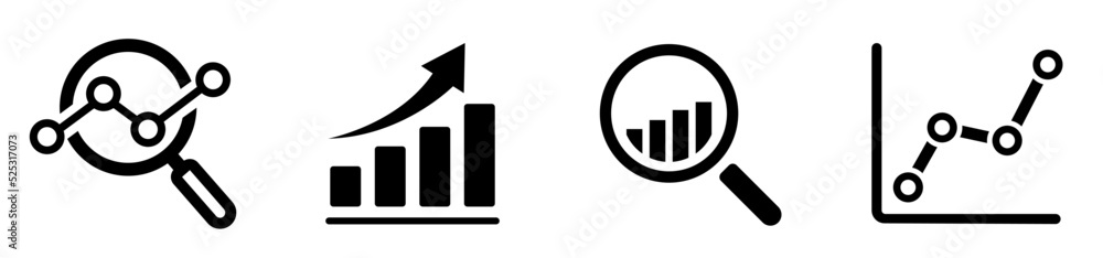 Poster growing graph icon set. growing bar graph. two-tone version on black and white background. business 