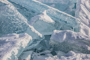 Lake Ice Mountains Blocks Baikal