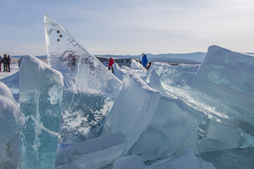 Lake Ice Mountains Blocks Baikal