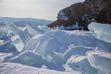 Lake Ice Mountains Blocks Baikal