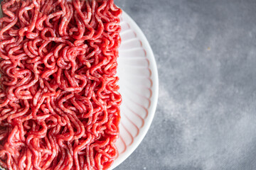 raw minced meat pork, beef, lamb cuisine fresh meal food snack on the table copy space food...