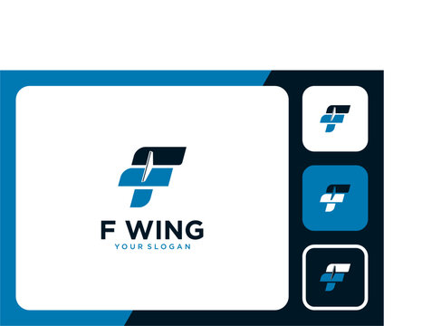 letter f logo design with wings and flying