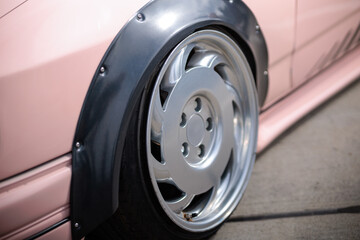 stylish car wheel, sports car tuning, motorsport lifestyle, close-up