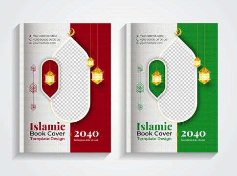 Islamic Book Cover, Arabic Book Cover, Arabic elegant luxury creative  Islamic book cover Design template set with Creative Shapes, pattern and  lantern Stock Vector | Adobe Stock