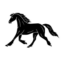 Vector hand drawn doodle sketch black friesian horse isolated on white background