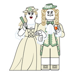 中世貴族風の男女