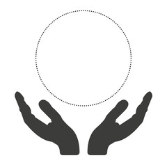 Care hands with circle frame. Flat vector illustration isolated on white background.