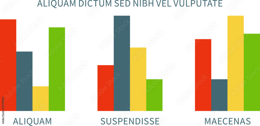 Poster grouped column chart. color data comparison element