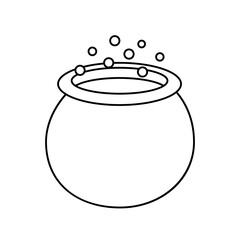 Vector flat outline witch potion pot isolated on white background