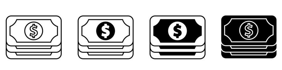 Money icon vector set. dollar illustration sign collection. Bank symbol or logo.