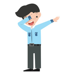 businessman showing dab movement cartoon