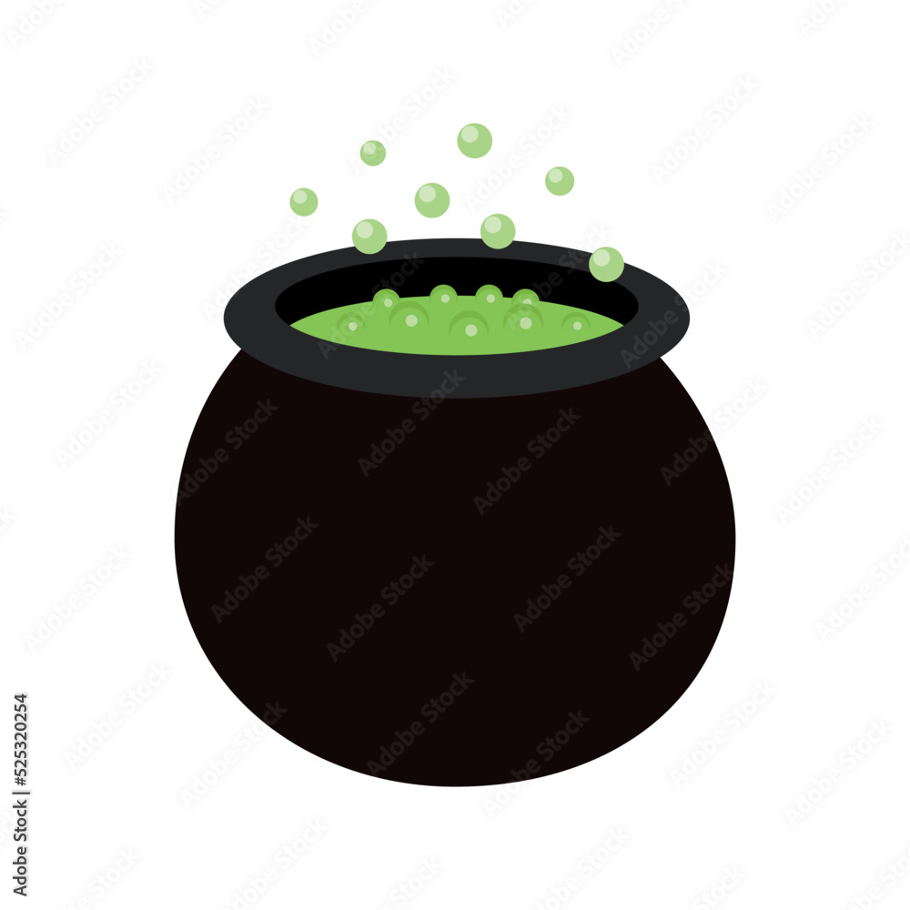 Poster Vector flat witch potion pot isolated on white background