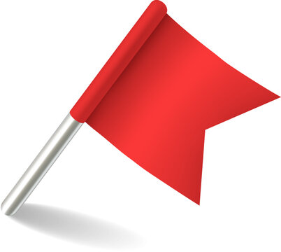 Office Stationery Mockup. Realistic Red Flag Pin