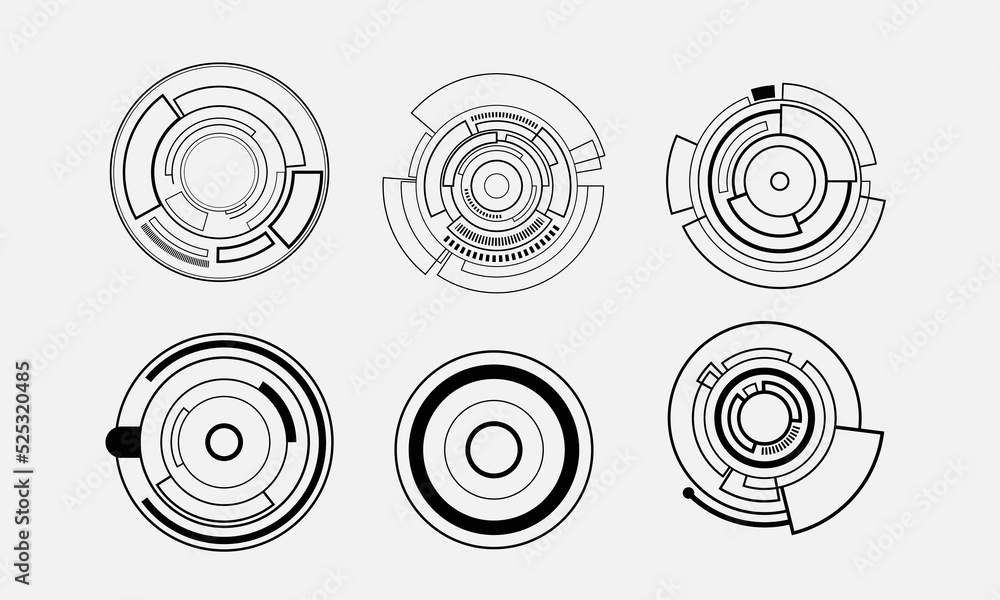 Poster set of sci fi modern user interface elements. futuristic abstract hud. good for game ui. circle elem