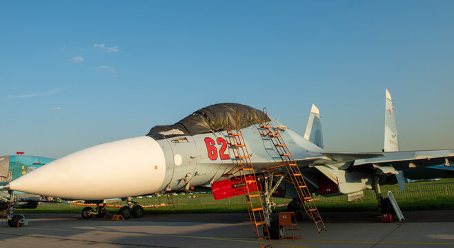 August 30, 2019, Moscow region, Russia. Russian Sukhoi Su-30SM multirole fighter