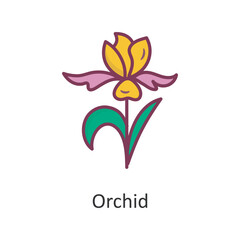 Fototapeta na wymiar Orchid vector Filled Outline Icon Design illustration. Nature Symbol on White background EPS 10 File