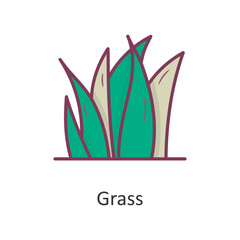 Grass vector Filled Outline Icon Design illustration. Nature Symbol on White background EPS 10 File