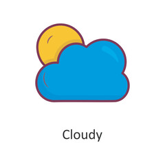 Cloudy vector Filled Outline Icon Design illustration. Nature Symbol on White background EPS 10 File