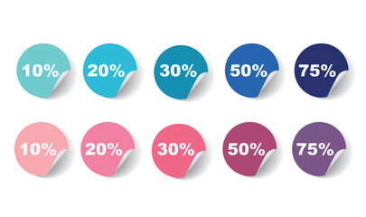 Percent discount number, sticker, icon, illustration.