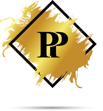 Gold PP Logo Symbol Vector Art Design