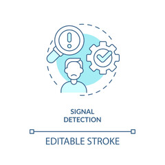Fototapeta na wymiar Signal detection turquoise concept icon. Model for crisis management steps abstract idea thin line illustration. Isolated outline drawing. Editable stroke. Arial, Myriad Pro-Bold fonts used