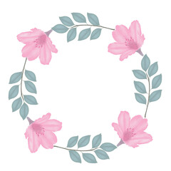 Pink flowers watercolor azalea illustration.