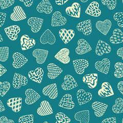 Hearts. Valentine Seamless pattern. Happy Valentine's day. Hand drawn doodle Hearts - Vector illustration.